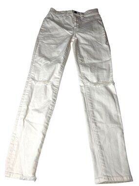 American Eagle Womens White Super Stretch Distressed Jeans 0